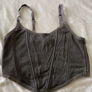 Charcoal Ribbed Cropped Cami